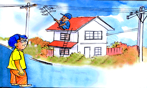 การติดตั้งเสาอากาศทีวีที่ไม่ปลอดภัย